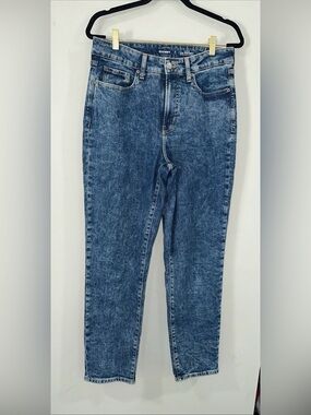 Old Navy High-Rise Blue Acid Wash Jeans O.G Straight secret-smooth pockets 8Tall
